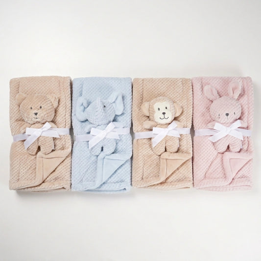 Embossed Baby Blanket & Animal Neck Pillow Set | Alaya Junior