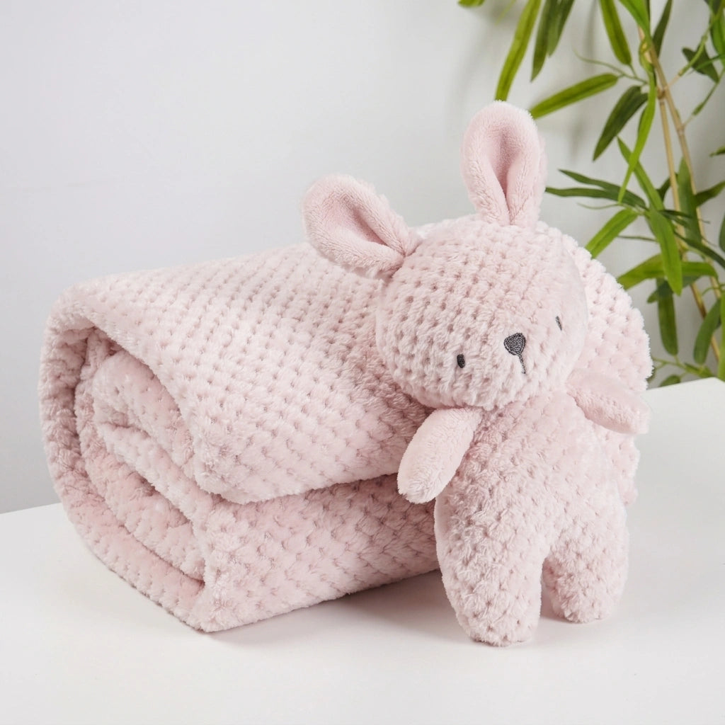 Embossed Baby Blanket & Animal Neck Pillow Set | Alaya Junior