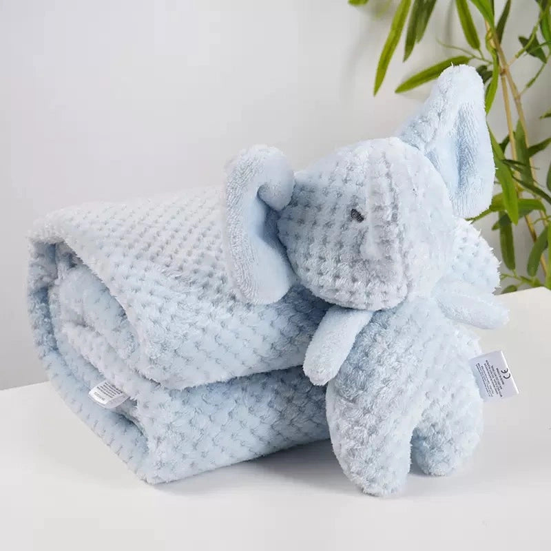 Embossed Baby Blanket & Animal Neck Pillow Set | Alaya Junior