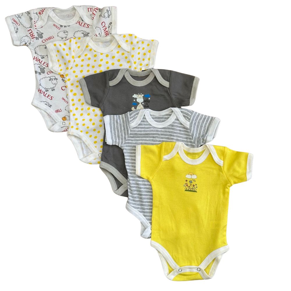 Unisex Baby Pack Of 5 Summer Half Sleeve Bodysuits