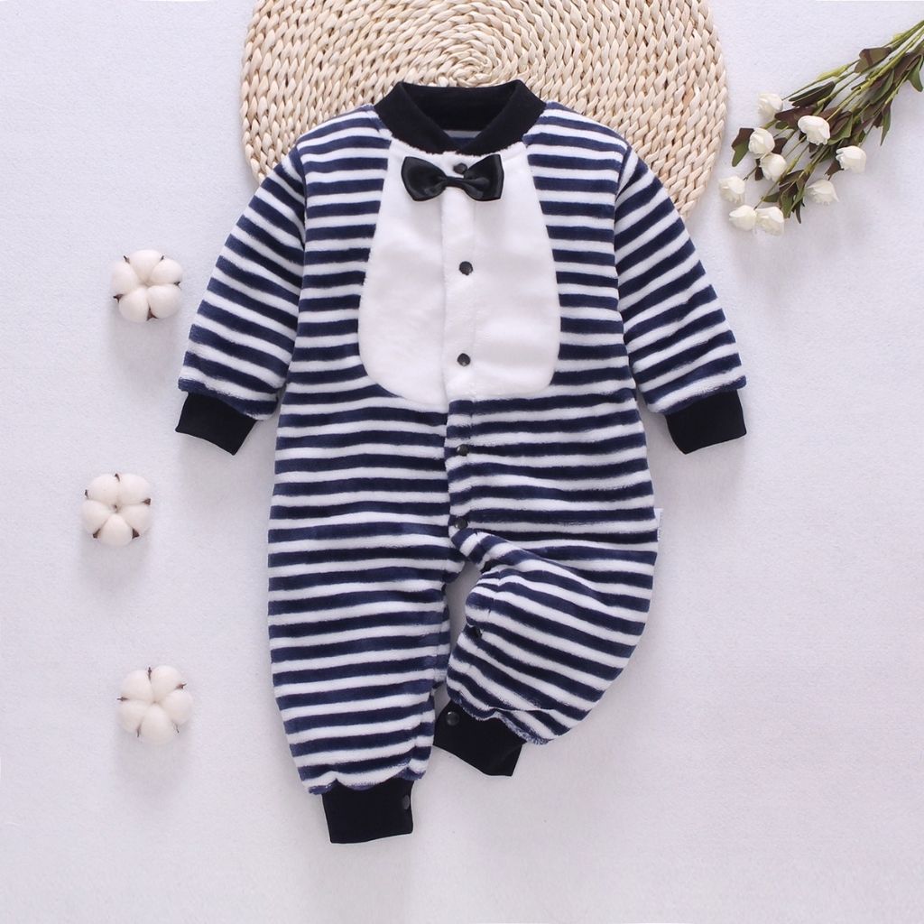 Newborn Baby Unisex Flannel Jumpsuit Rompers | Cartoon Long Sleeve