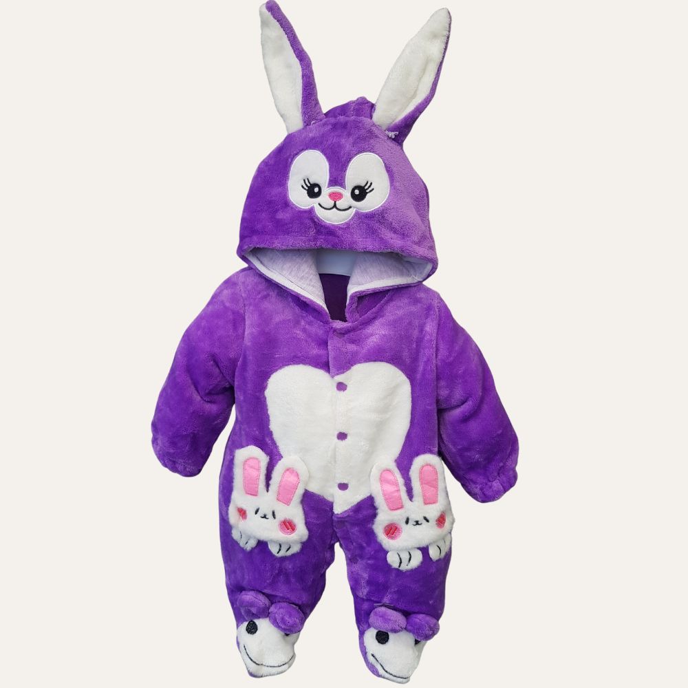 Snuggle-ready Bunny Flannel Romper