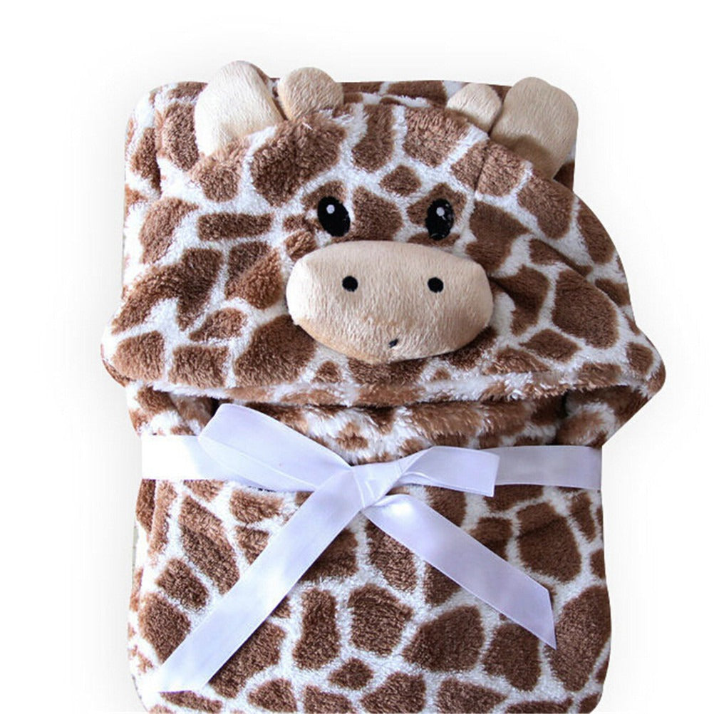 Snuggle up with our Giraffe Hooded Fleece Blanket