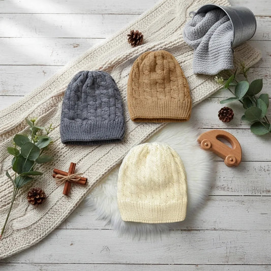 Baby  3-Pack Cable Knit Hat Sets - 3M-18M