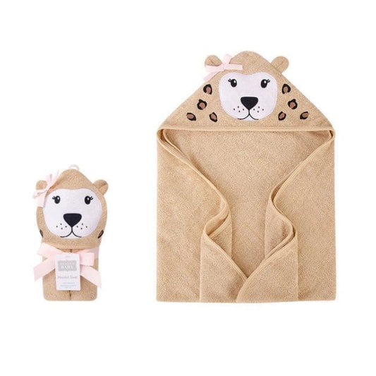 Hudson Baby Animal Face Hooded Towels | 30x30 Terry Cotton | Leopard
