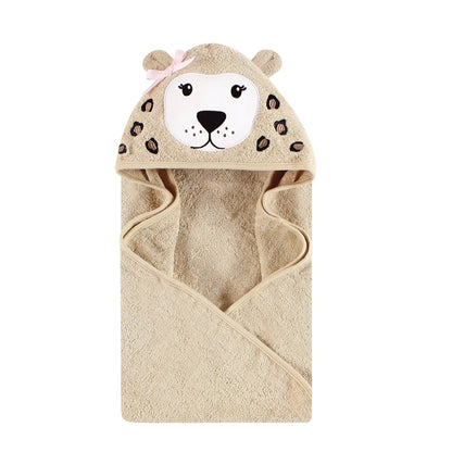 Hudson Baby Animal Face Hooded Towels | 30x30 Terry Cotton | Leopard