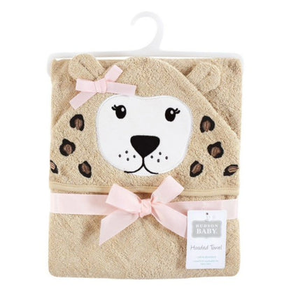 Hudson Baby Animal Face Hooded Towels | 30x30 Terry Cotton | Leopard