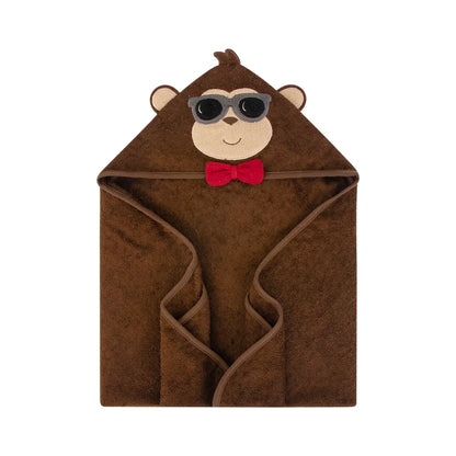 Hudson Baby Animal Face Hooded Towels | 30x30 Terry Cotton | Monkey