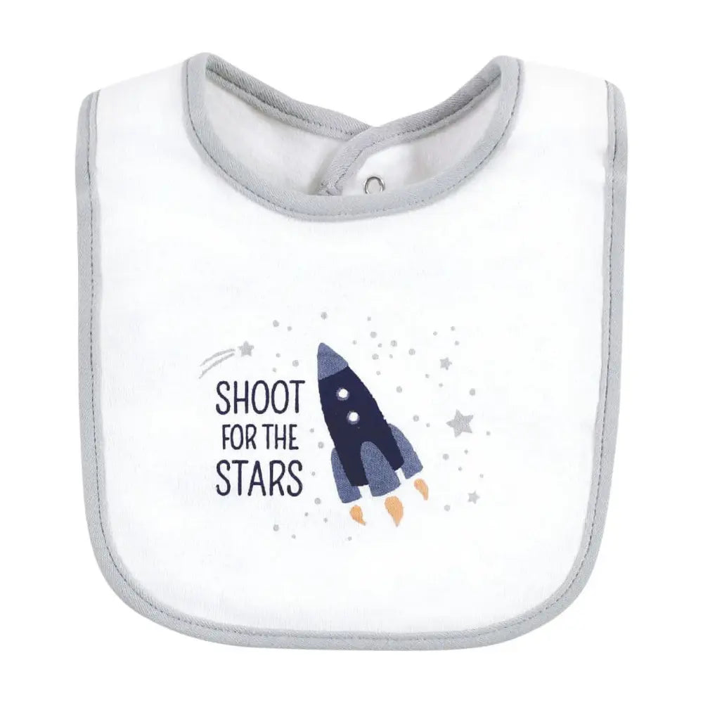 Hudson Baby Infant Boys Cotton Bibs, Space, One Size