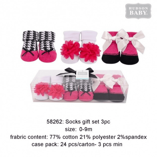Hudson Baby  3pcs Socks Gift Set for Baby Girls