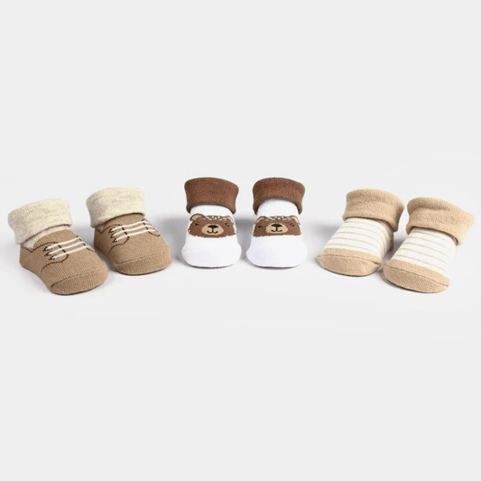 Hudson Baby 3-Pair Sock Gift Set -Brown and White