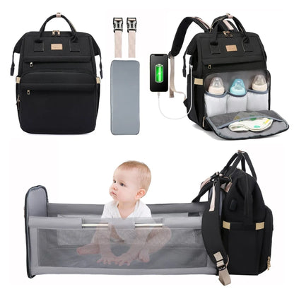 Lovevook Multi-functional 3 in 1 Foldable Changing Baby Bed Crib Diaper Bag Backpack With Changing Station