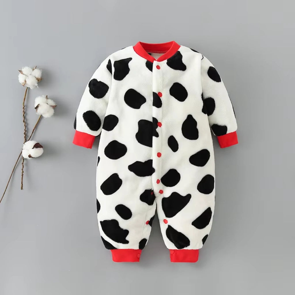 Newborn Baby Unisex Flannel Jumpsuit Rompers | Cartoon Long Sleeve
