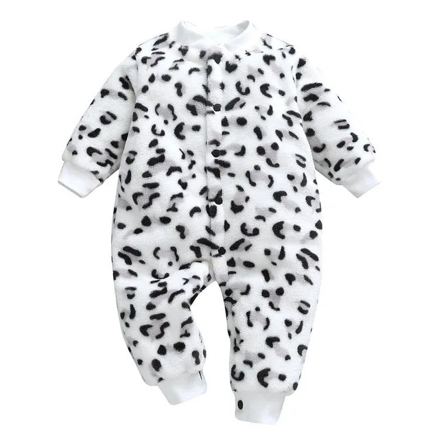 Newborn Baby Unisex Flannel Jumpsuit Rompers | Cartoon Long Sleeve