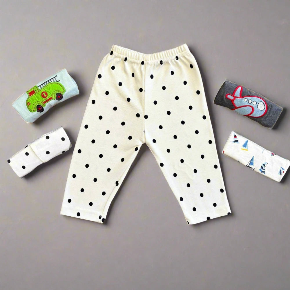 Pack of 5 Unisex Baby Trousers with Colorful Vehicle Embroidery