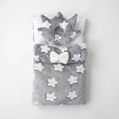 Plush Baby Carry Nest & Crown Pillow Set – Star Print