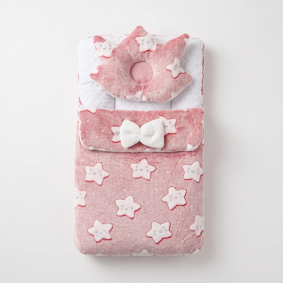 Plush Baby Carry Nest & Crown Pillow Set – Star Print