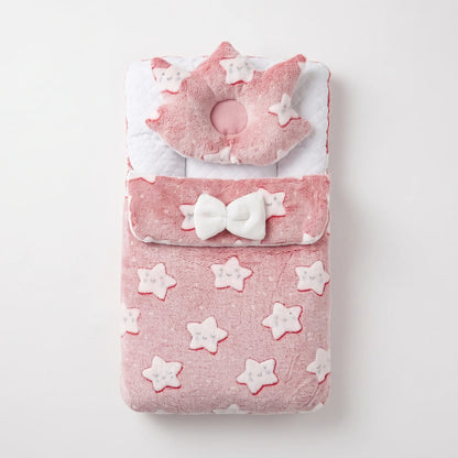 Plush Baby Carry Nest & Crown Pillow Set – Star Print
