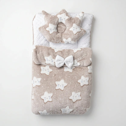 Plush Baby Carry Nest & Crown Pillow Set – Star Print