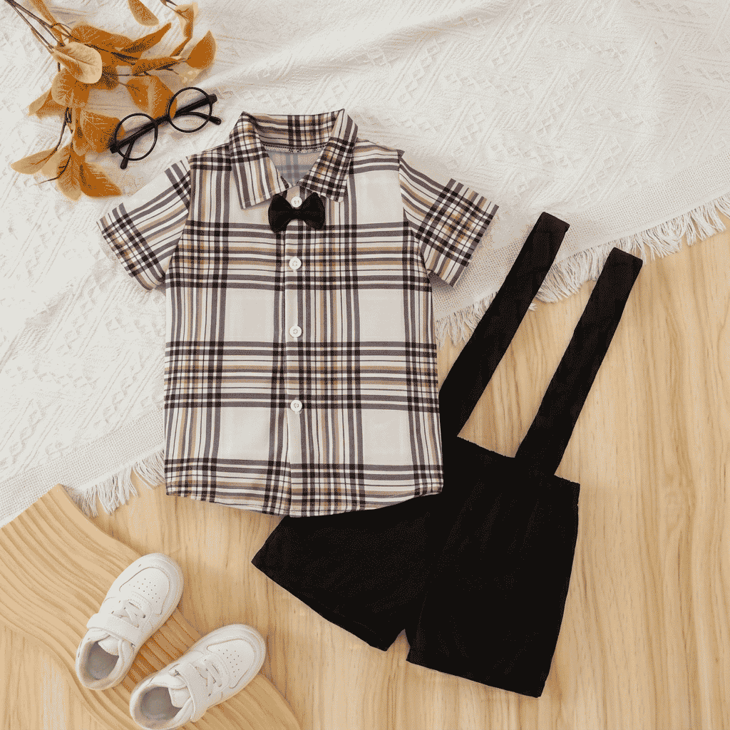 Shein Vintage Little Gentleman Outfit – Shirt, Bow Tie and Short