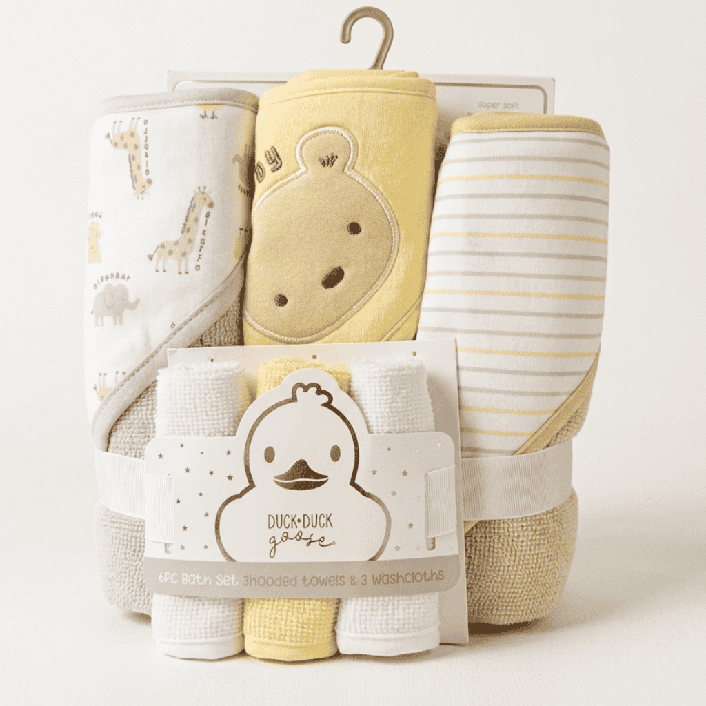 6-Piece Baby Bath Set - 3 Hooded Towels & 3 Washcloths (Le Petit)