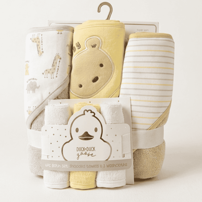 6-Piece Baby Bath Set - 3 Hooded Towels & 3 Washcloths (Le Petit)