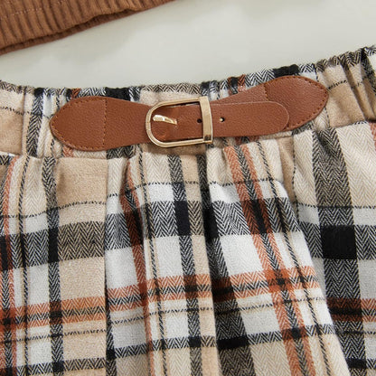 2-Piece Toddler Girl Ribbed Top & Skirt Set with Belt | Shein