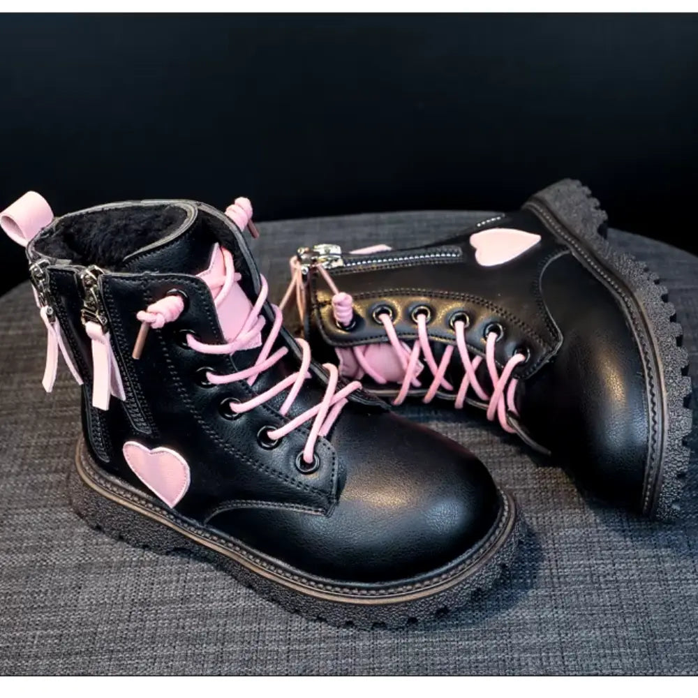 Buy Toddler Girls Winter Long Boots Stylish Black and Pink Boots with Double Zipper