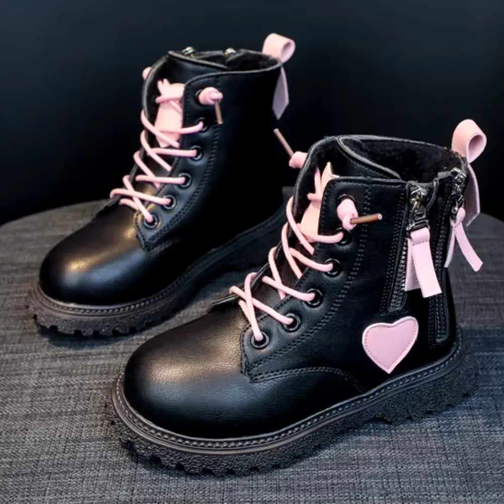 Buy Toddler Girls Winter Long Boots Stylish Black and Pink Boots