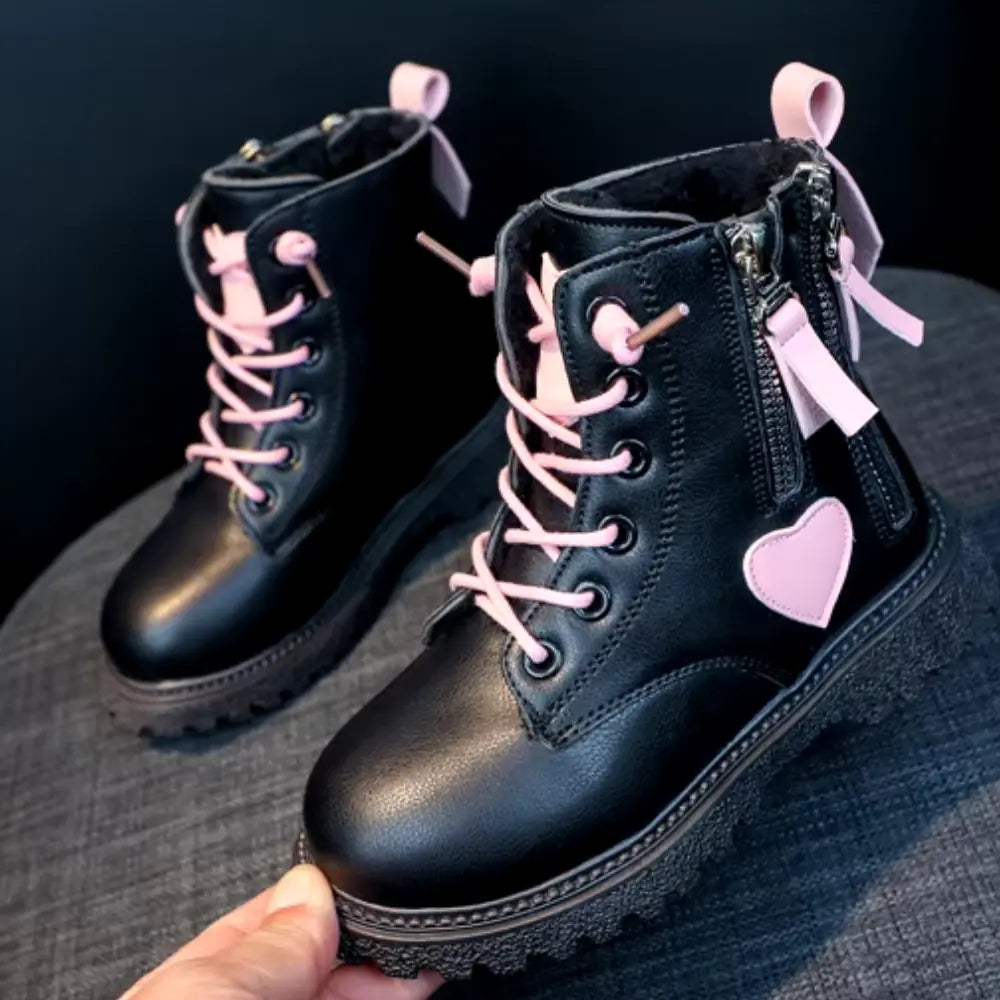 Buy Toddler Girls Winter Long Boots Stylish Black and Pink Boots with Double Zipper