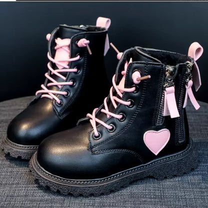 Buy Toddler Girls Winter Long Boots Stylish Black and Pink Boots