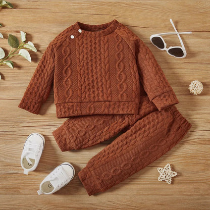 Toddler Girl/Boy Casual Set: Ribbed Sweater and Elasticized Pants