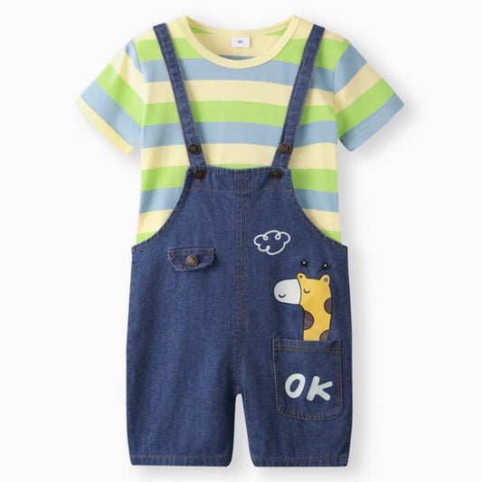 Unisex Baby T-Shirt & Dungaree Set