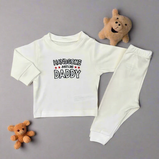 Unisex Baby 2 PCS Cotton 'Handsome Like Daddy' Shirt and Trouser Set