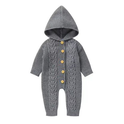 Baby Girl/Boy Knitted Pattern Hooded Jumpsuit