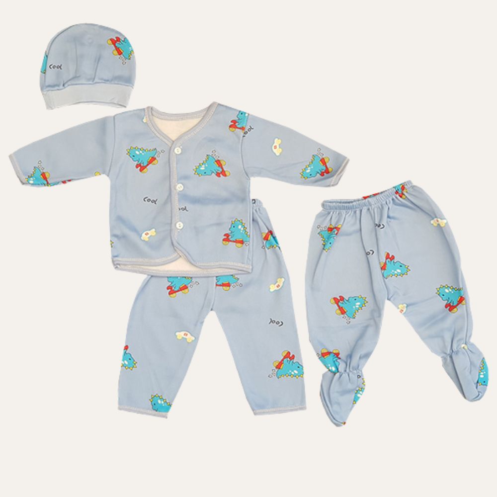 Unisex Cotton-Wool Blend Printed Nightwear Set for Infants