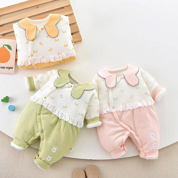 Baby Girl Bunny Romper with Flower Patch