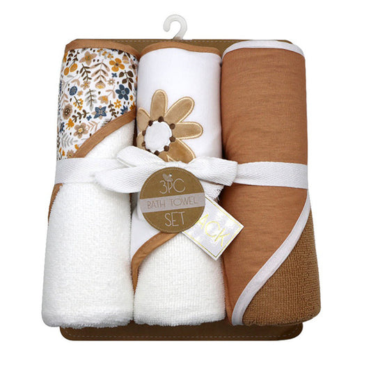 3-Piece Set of Lila & Jack Hooded Bath Towels (Pink Color)