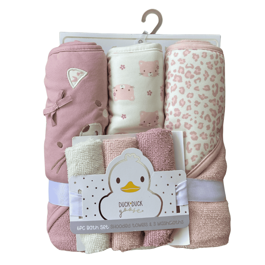 6-Piece Baby Bath Set - 3 Hooded Towels & 3 Washcloths (Le Petit)