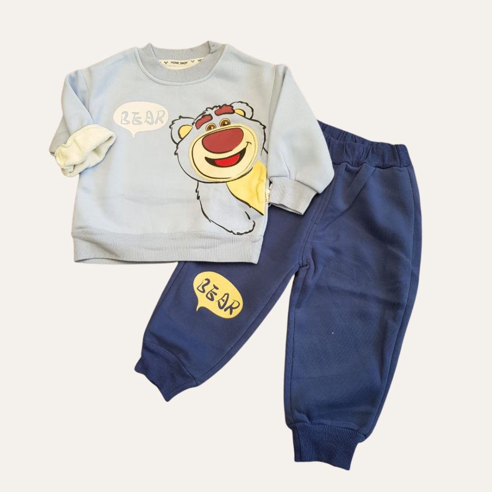 Stay Cozy with our Fleece-Lined Baby Boy Sweatshirt and Trousers Set