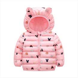 Mickey Magic: Pink Ultra-Lightweight Puffer Jacket with Hood for Kids