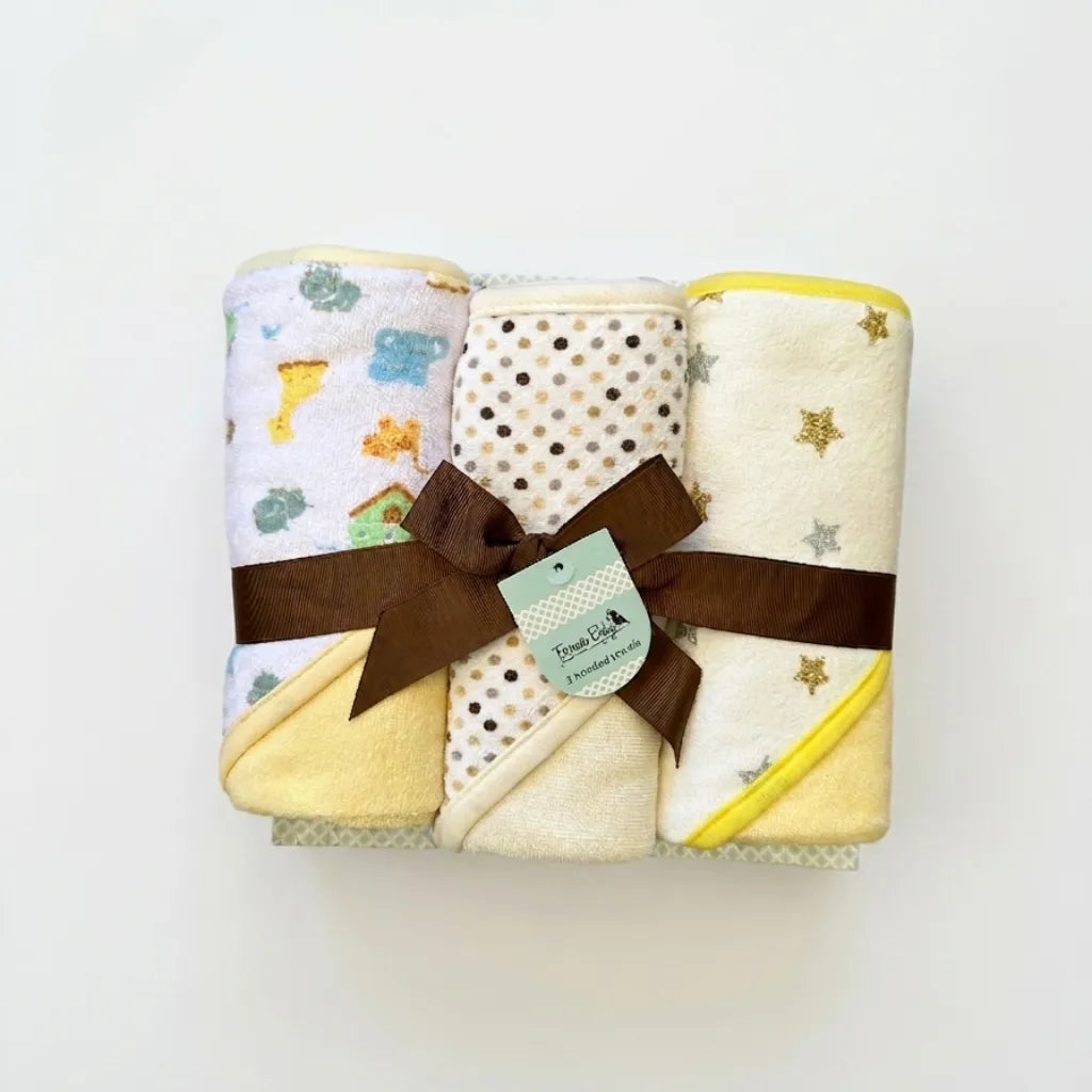 3-Piece Baby Bath Set - 3 Hooded Towels & 3 Washcloths (Le Petit)