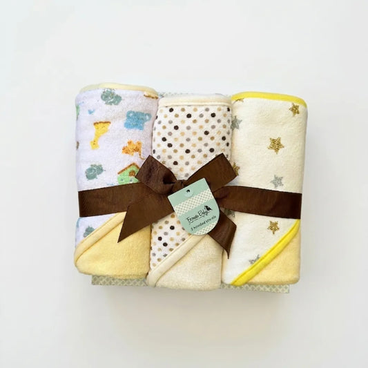 3-Piece Baby Bath Set - 3 Hooded Towels & 3 Washcloths (Le Petit)