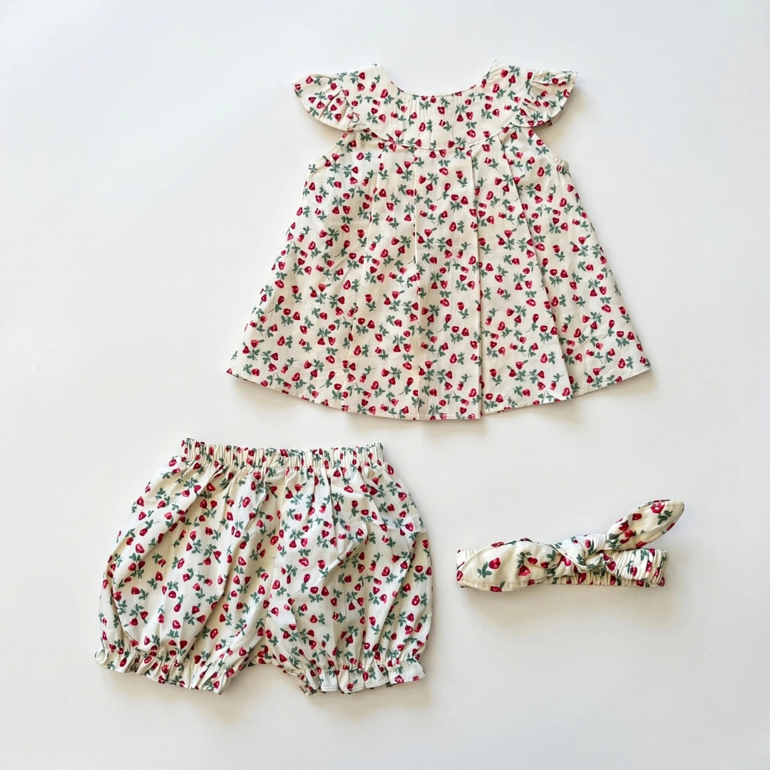 Flutter Sleeve 3-Piece Dress Set with Bloomers | Alaya Junior