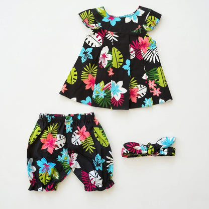 Flutter Sleeve 3-Piece Dress Set with Bloomers | Alaya Junior