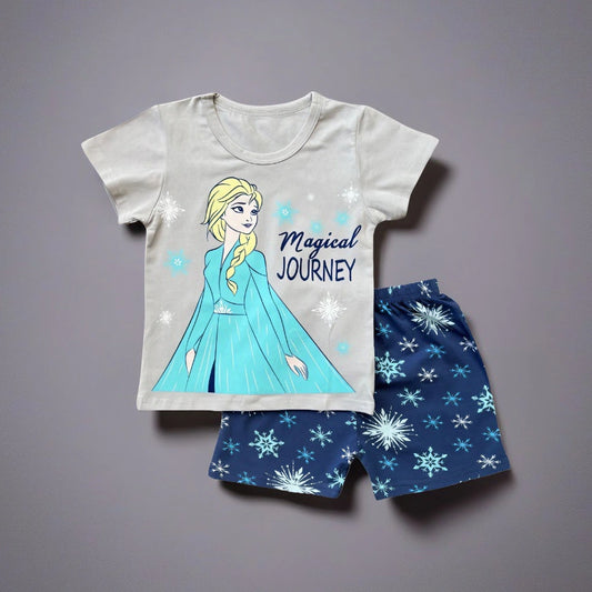 Baby Girl 2 Pcs Frozen Design Summer Short And Shirt Set