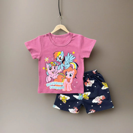 Baby Girl 2 Pcs Unicorn Design Summer Short And Shirt Set