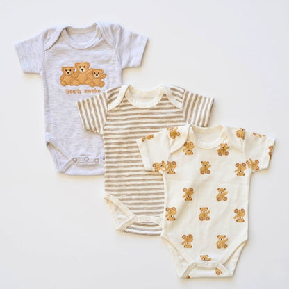 3-Pack Cotton Short Sleeve Bodysuit Set for Newborns
