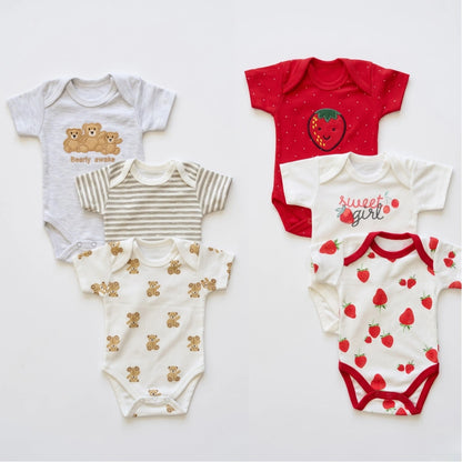 3-Pack Cotton Short Sleeve Bodysuit Set for Newborns