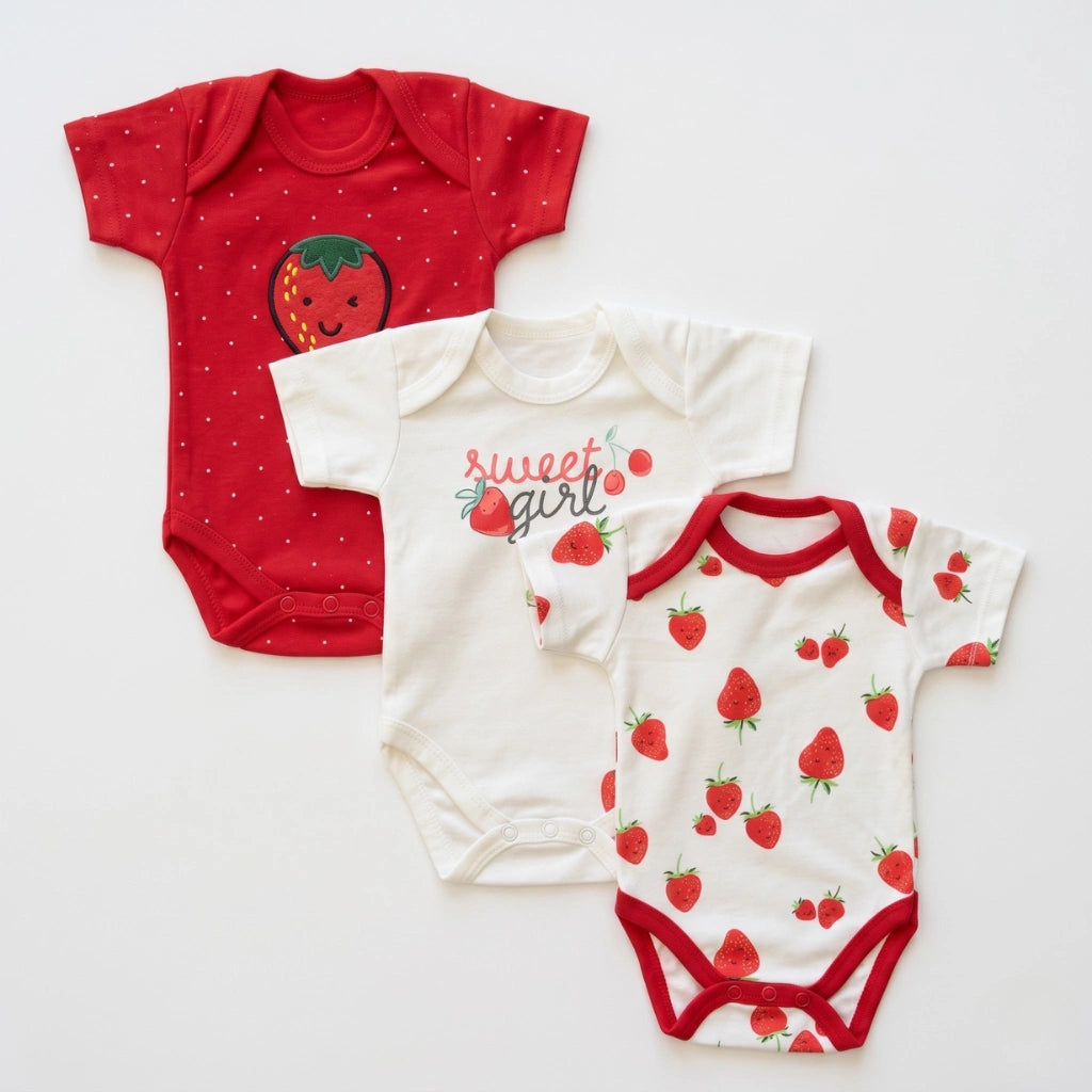 3-Pack Cotton Short Sleeve Bodysuit Set for Newborns